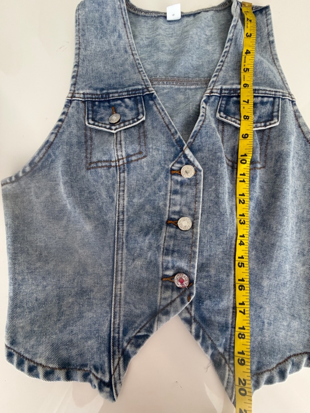 Denim Button-Front V-Neck Vest Top - Light Blue - Picture 10 of 10